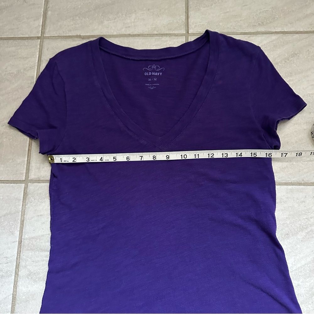 Old Navy Short Sleeve V-Neck Cotton Tees Purple and Turquoise Size M Y2K Lounge - Picture 9 of 14